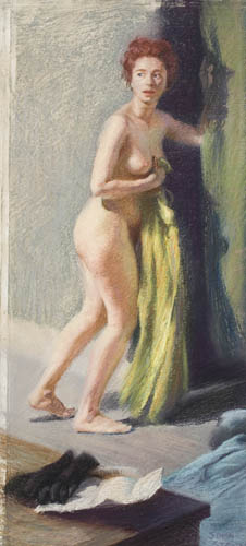 JOHN STEUART CURRY Female Nude with Green Robe.